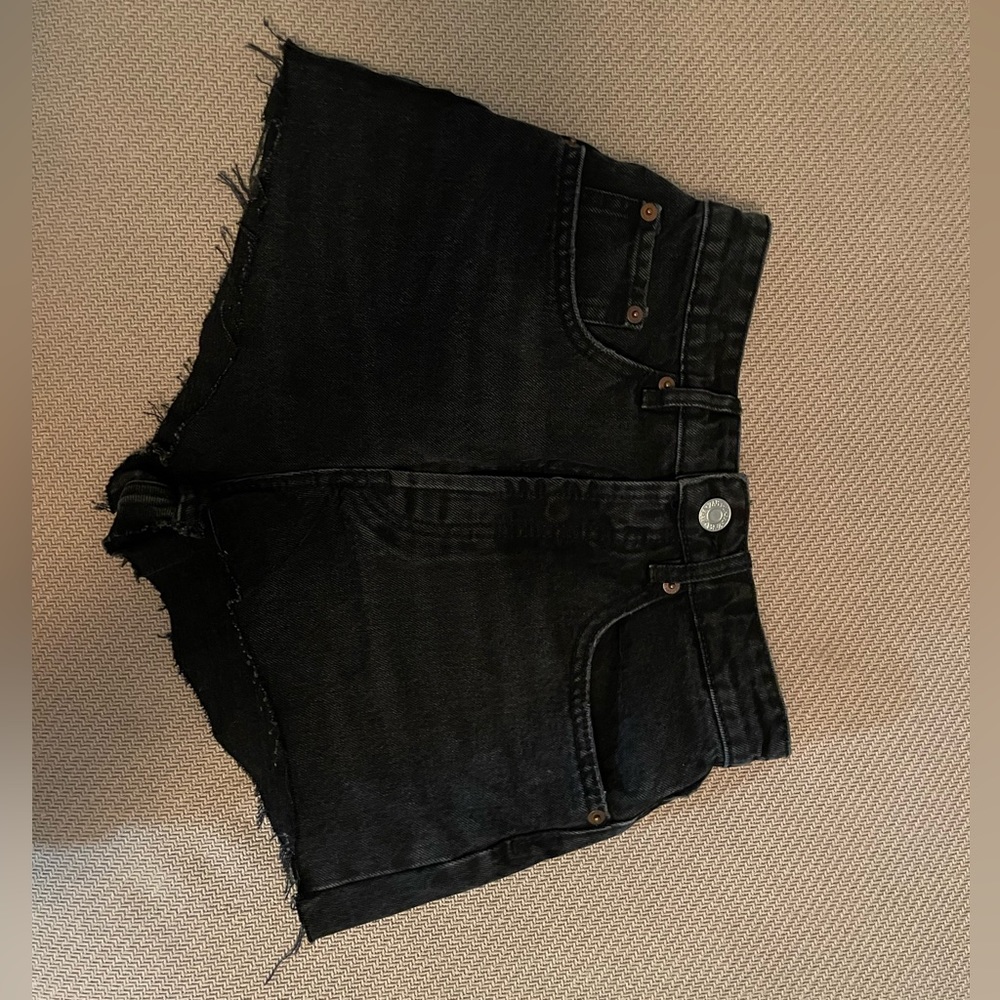 Black denim Zara shorts, high rise.